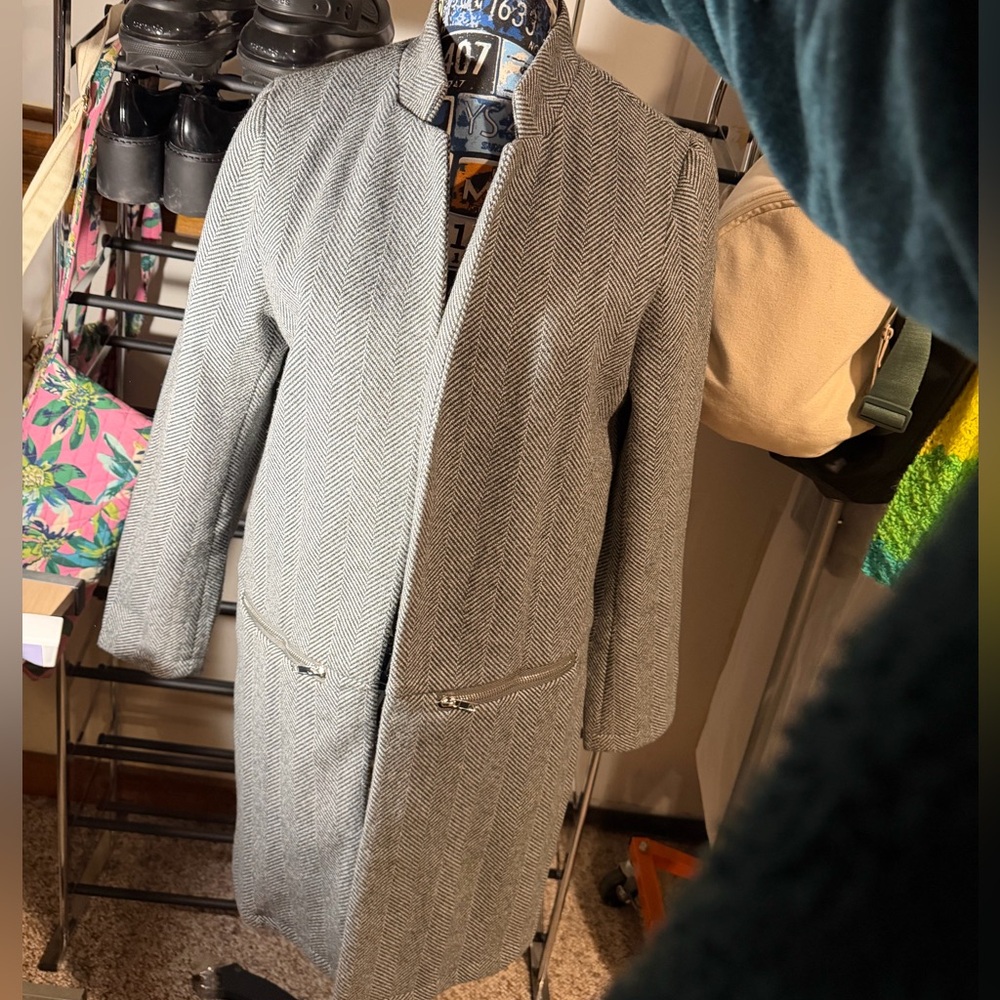 Angashion Gray Herringbone Coat